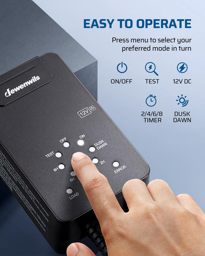 DEWENWILS 60W Low Voltage Transformer – 12V DC, Dusk-to-Dawn Sensor, Timer, Weatherproof