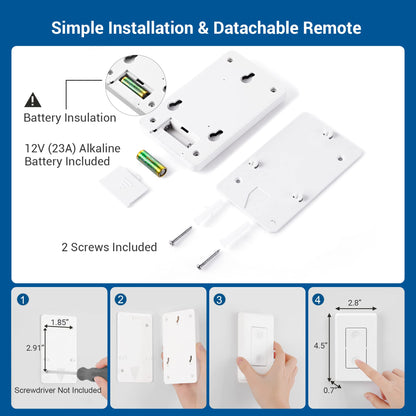DEWENWILS 3-Way Wireless Light Switch & Receiver Kit — No Wiring, 100ft RF Range