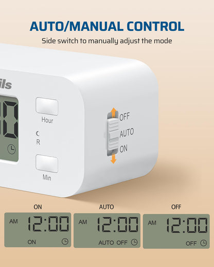 DEWENWILS 24 Hour Programmable Digital Timer Outlet – 2 Pack, Indoor Plug-In Timers