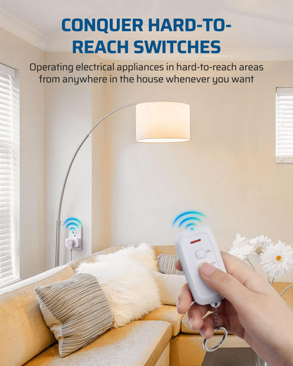 DEWENWILS Remote Control Outlet Kit – All On/Off Button, 100ft Range, 5 Outlets