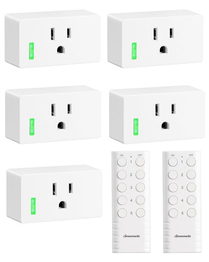 DEWENWILS 200FT Range Remote Outlet – 5 Outlets + 2 Remotes