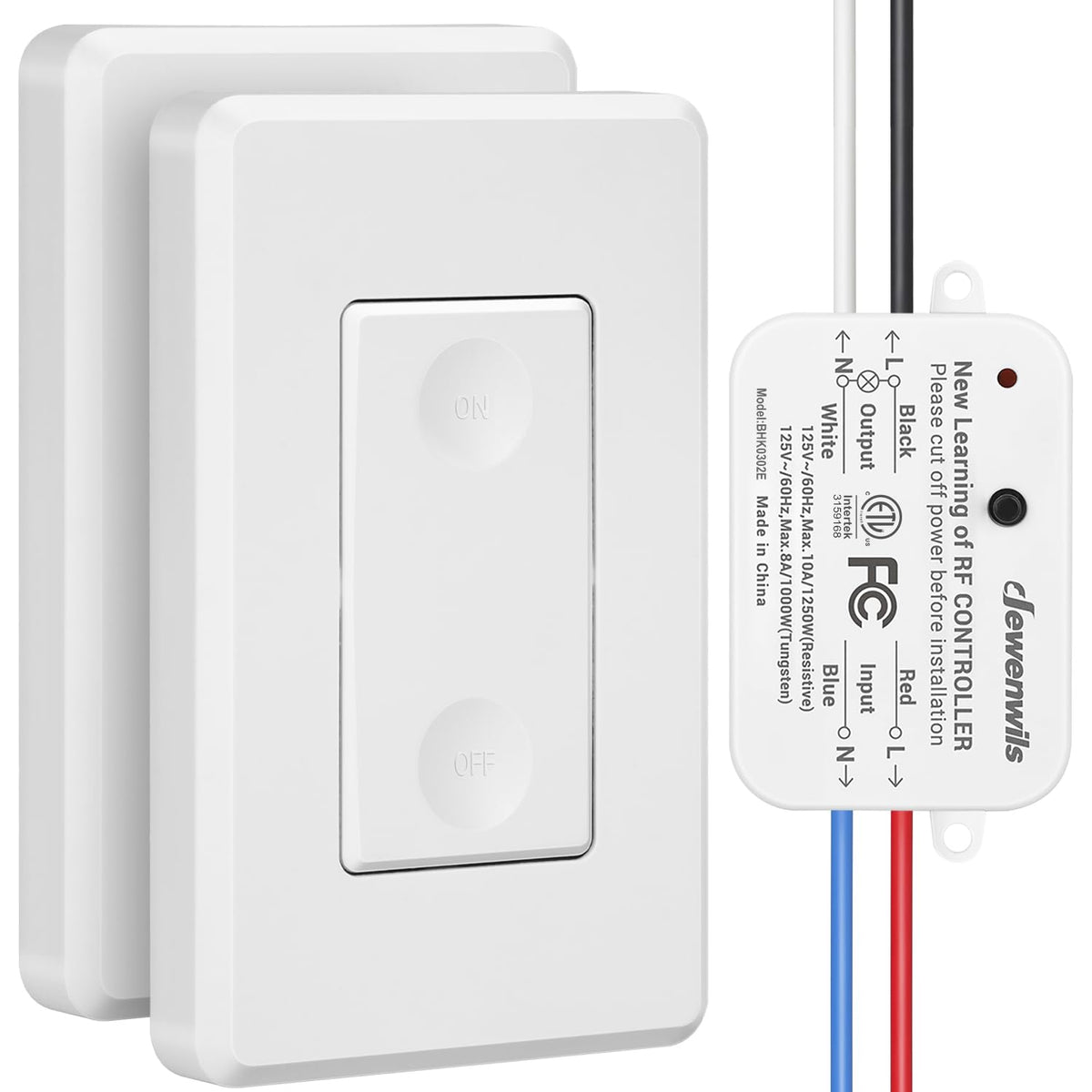DEWENWILS 3-Way Wireless Light Switch & Receiver Kit — No Wiring, 100ft RF Range
