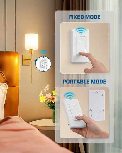 DEWENWILS 3-Way Wireless Light Switch & Receiver Kit — No Wiring, 100ft RF Range