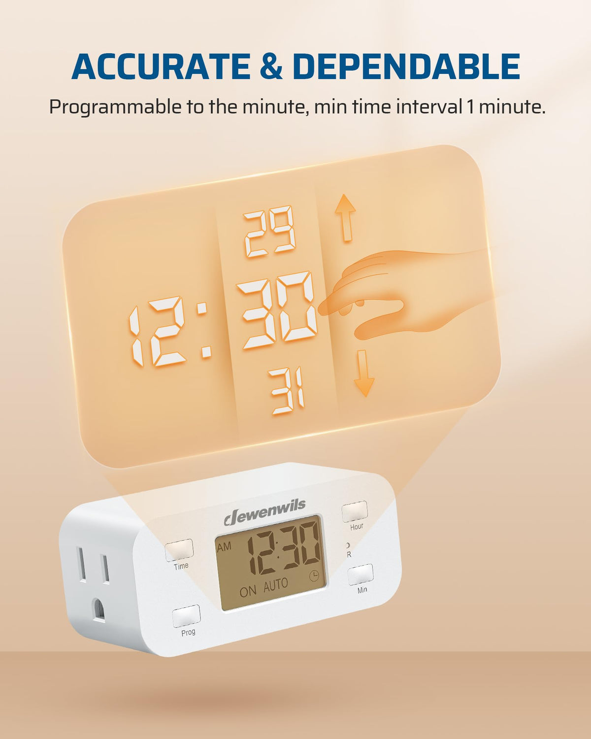 DEWENWILS 24 Hour Programmable Digital Timer Outlet – 2 Pack, Indoor Plug-In Timers