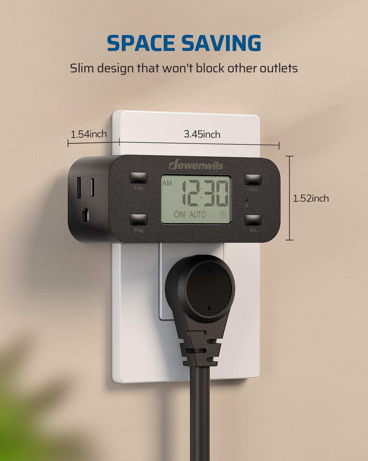 DEWENWILS 24-Hour Programmable Timer Outlet – 2 Pack, 125V/15A, Grounded, Indoor Use