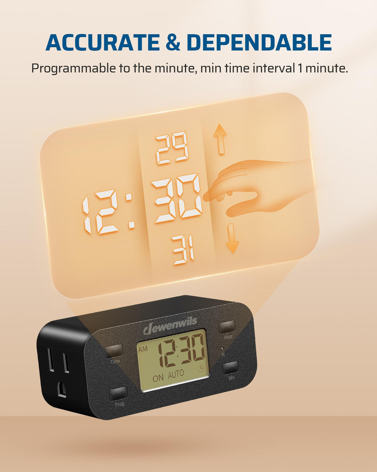 DEWENWILS 24-Hour Programmable Timer Outlet – 2 Pack, 125V/15A, Grounded, Indoor Use