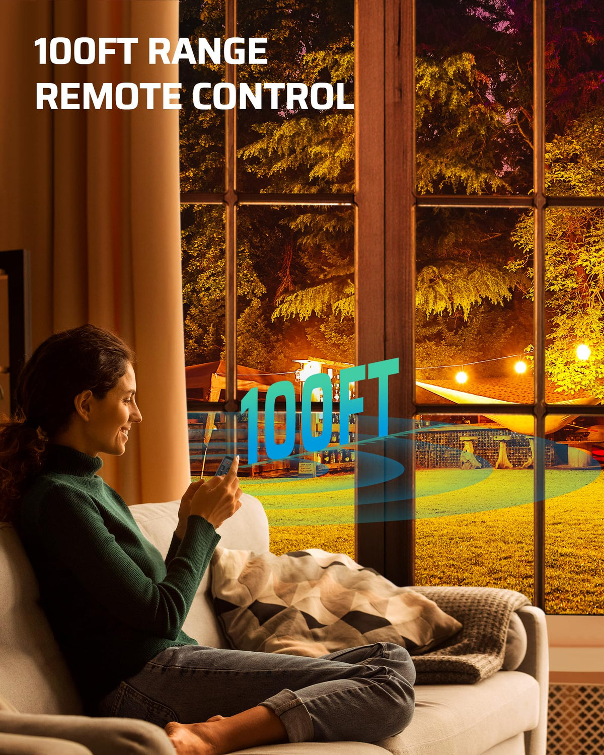 DEWENWILS Outdoor Dimmer for String Lights – Two Remote Controls, 100ft Range, Weatherproof Plug