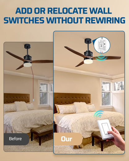 DEWENWILS 3-Way Wireless Light Switch & Receiver Kit — No Wiring, 100ft RF Range