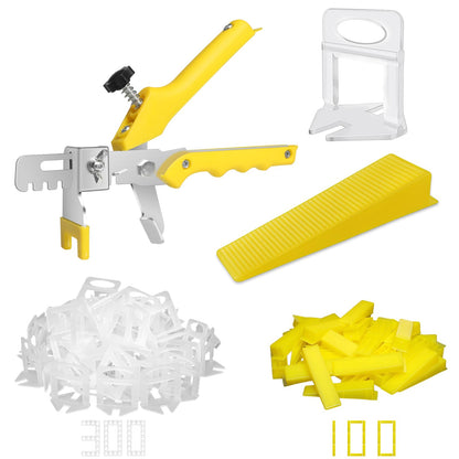 DGSL Tile Leveling System with Tile Plier – 300 Clips + 100 Reusable Wedges (1/8" Spacers)