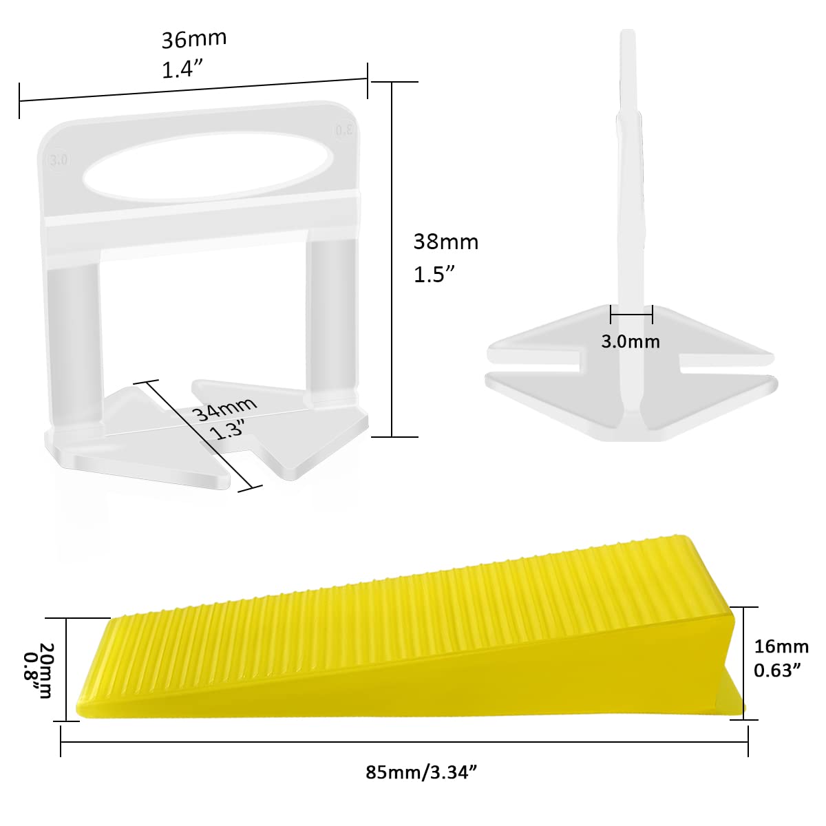 DGSL Tile Leveling System with Tile Plier – 300 Clips + 100 Reusable Wedges (1/8" Spacers)