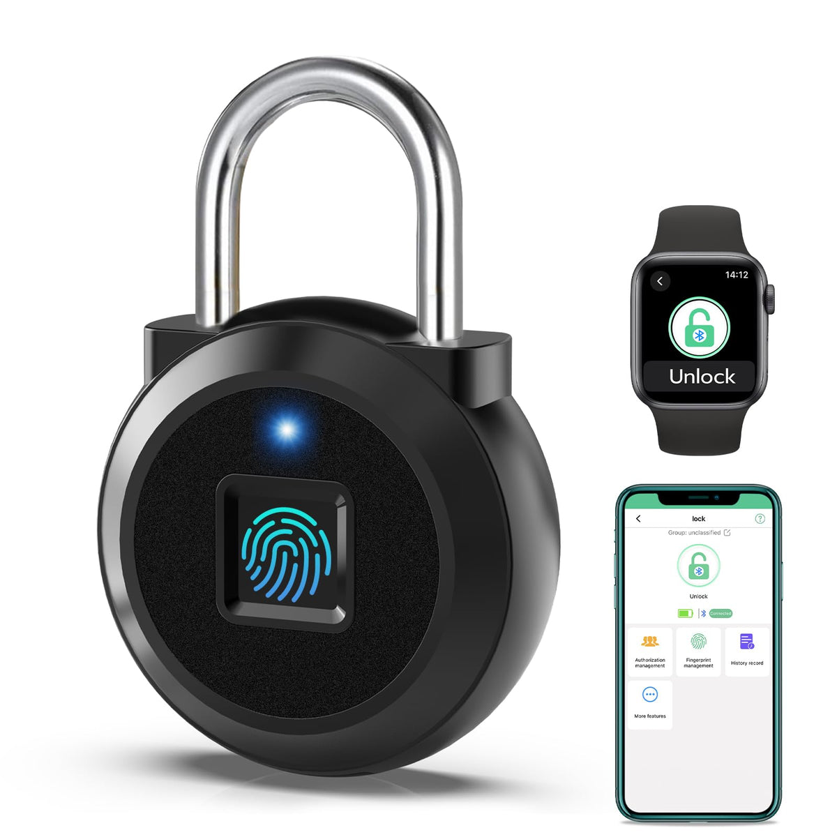 Dhiedas Fingerprint Lock – Biometric Locker Padlock with Bluetooth App