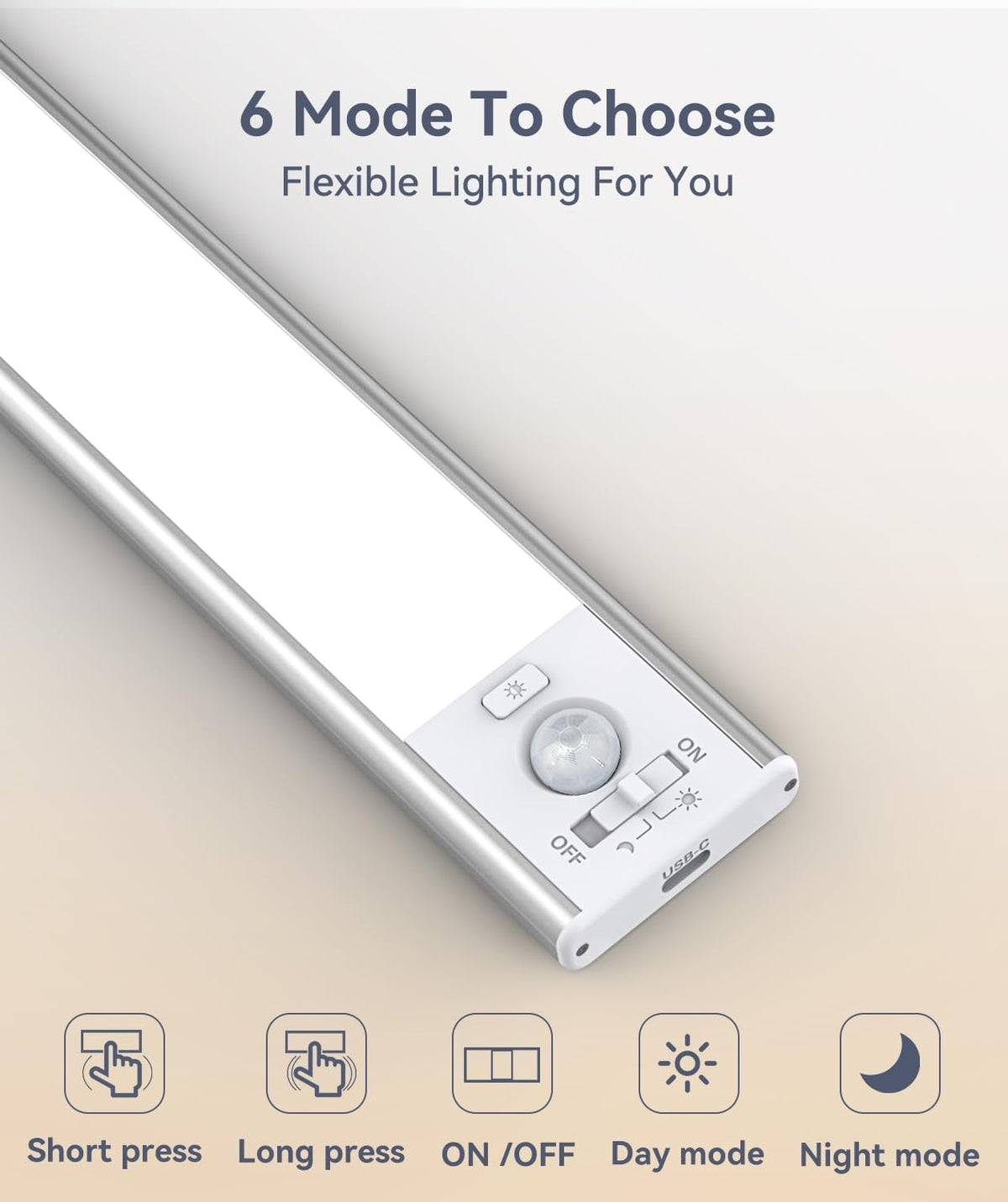 DiDiSky 13-Inch Under Cabinet LED Lights – Rechargeable, Motion Sensor, Dimmable (2-Pack)