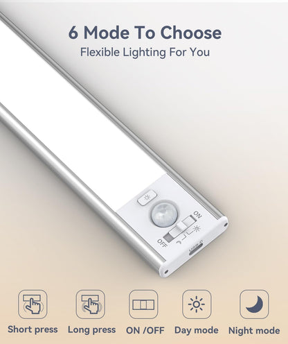 DiDiSky 13-Inch Under Cabinet LED Lights – Rechargeable, Motion Sensor, Dimmable (2-Pack)