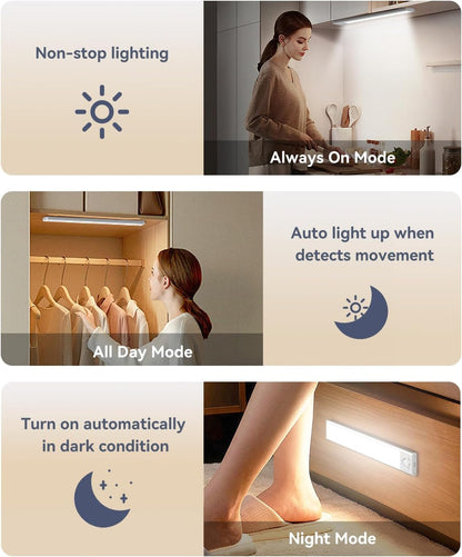 DiDiSky 13-Inch Under Cabinet LED Lights – Rechargeable, Motion Sensor, Dimmable (2-Pack)