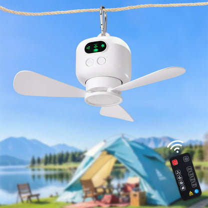 DIGLED 11-Inch Battery-Operated Ceiling Fan with LED Light for Camping