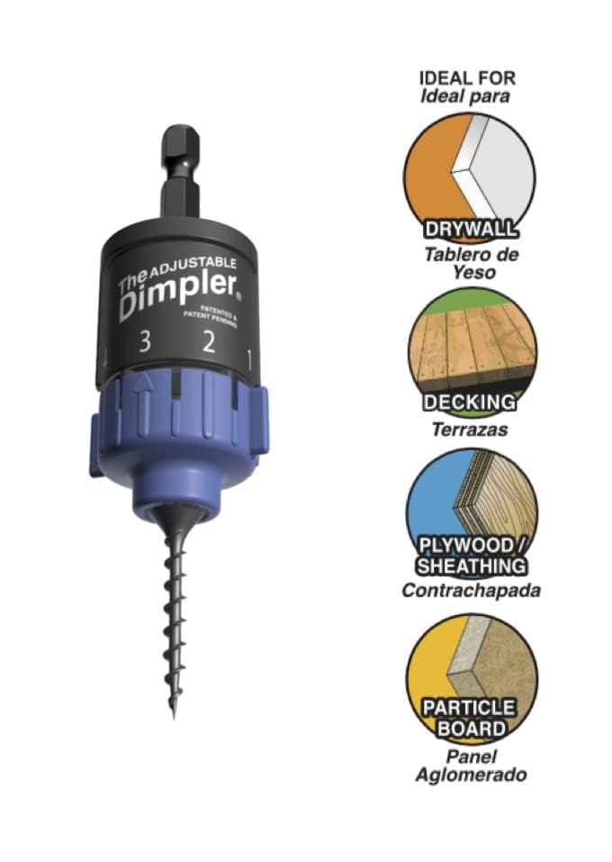 DIMPLER Adjustable Drywall Bit & Screw Gun Attachment | Convert Drill to Screw Gun