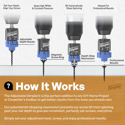 DIMPLER Adjustable Drywall Bit & Screw Gun Attachment | Convert Drill to Screw Gun