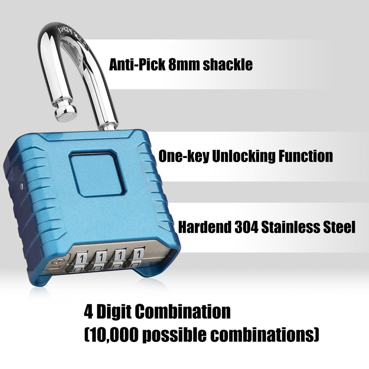 Diyife Heavy-Duty Weatherproof Padlock – One-Touch Unlocking, Hidden Password