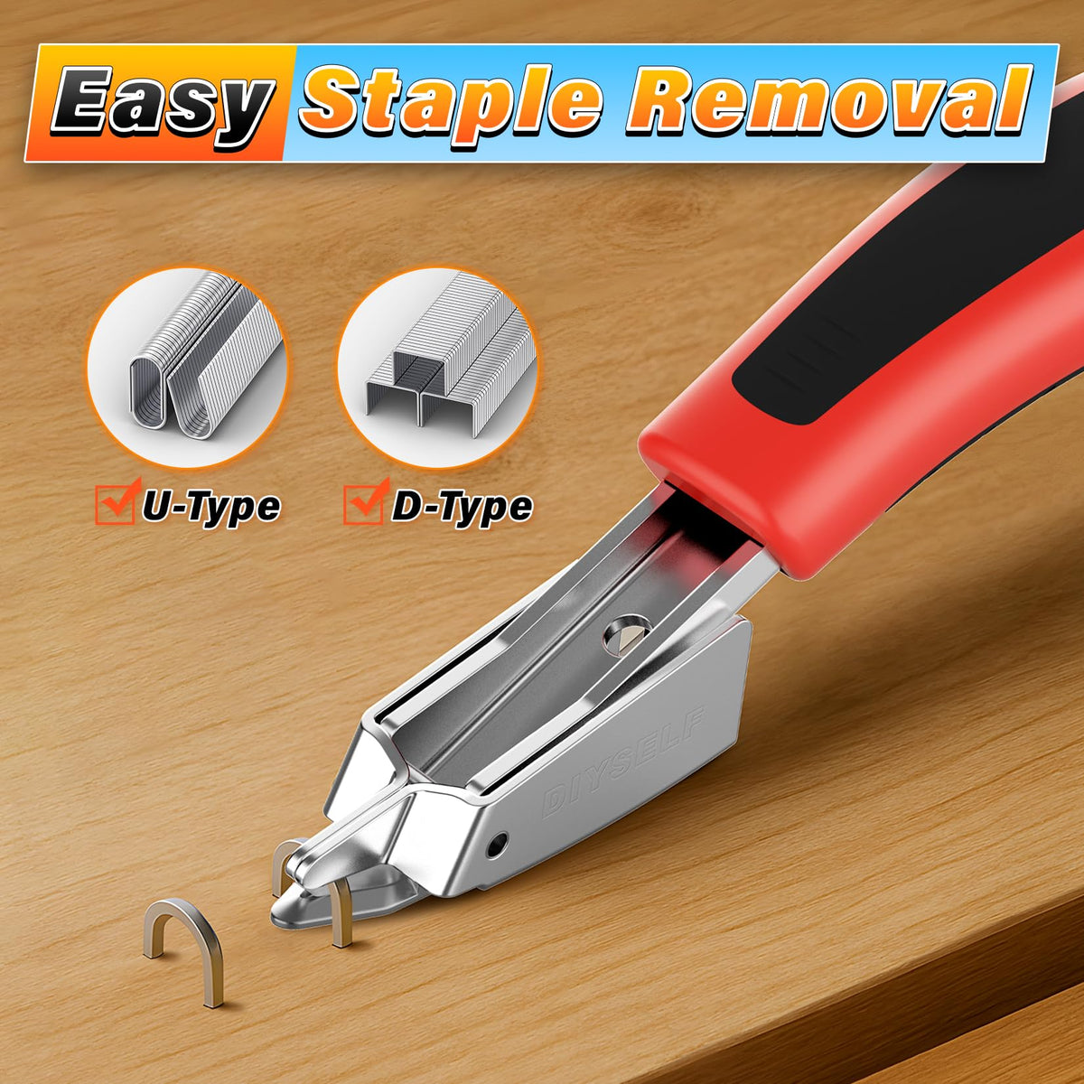 DIYSELF 4-in-1 Heavy-Duty Upholstery Staple Gun for Wood