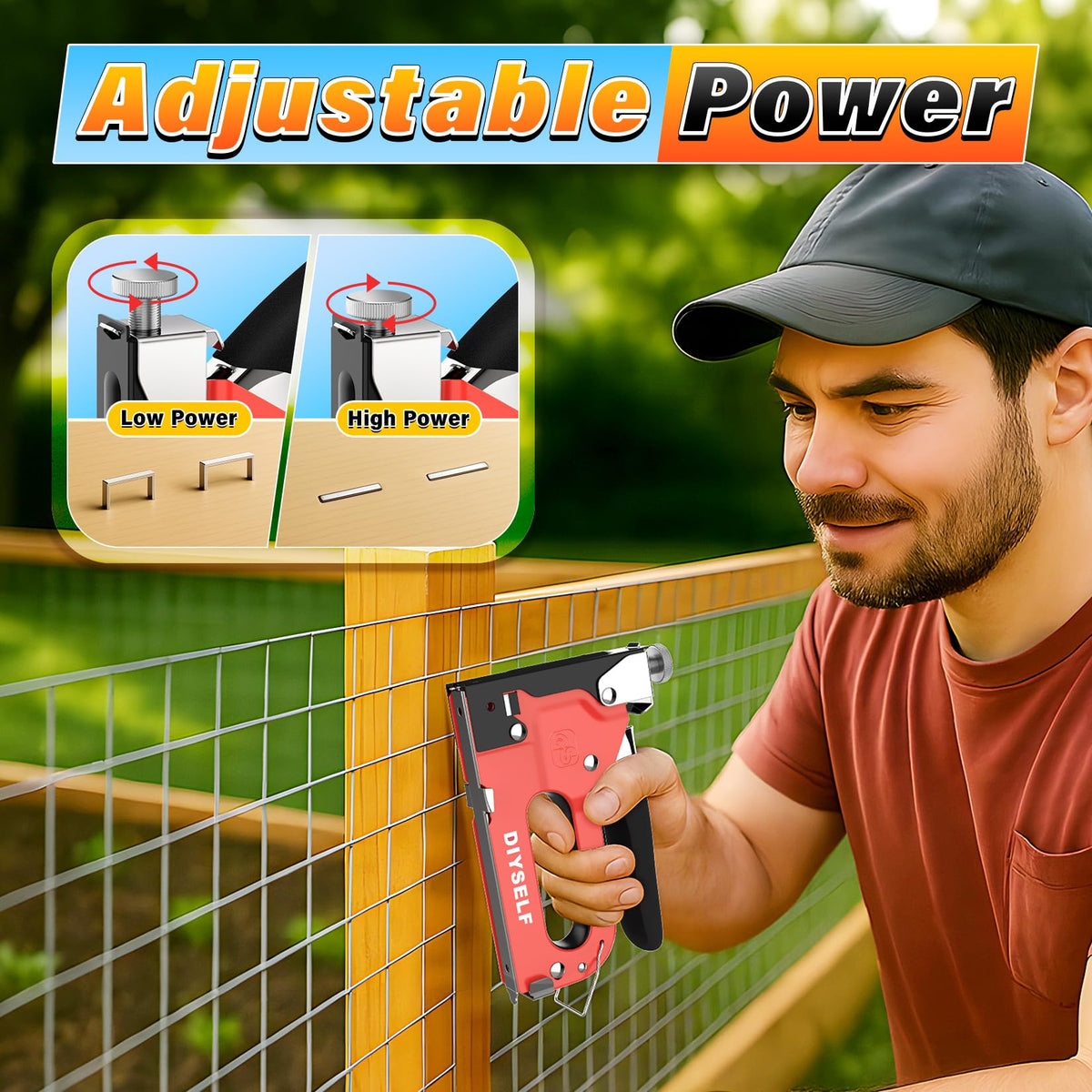 DIYSELF 4-in-1 Heavy-Duty Upholstery Staple Gun for Wood