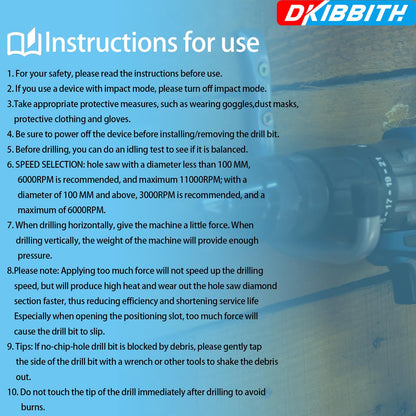 DKIBBITH 10pc Dry Diamond Core Drill Bits Set for Tile – Integrated Coolant