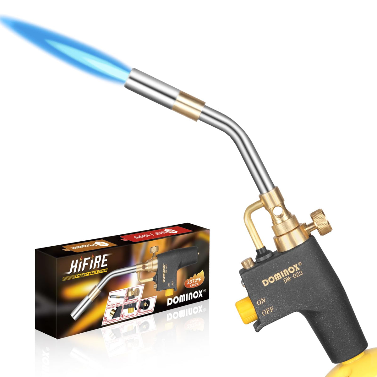 DOMINOX Propane Torch Head — High-Intensity Trigger Start Gas Torch Kit