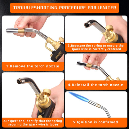 DOMINOX Propane Torch Head — High-Intensity Trigger Start Gas Torch Kit