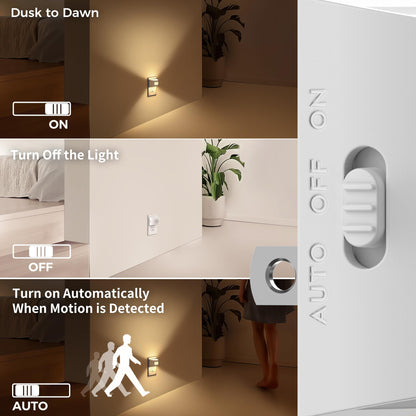 DORESshop LED Night Light 2-Pack | Motion Sensor, Dusk-to-Dawn, Wall Plug