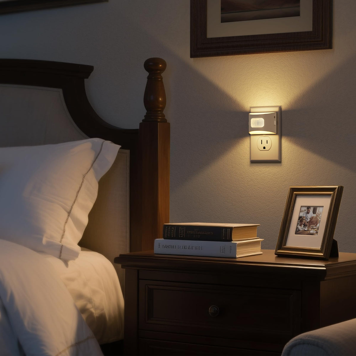 DORESshop LED Night Light 2-Pack | Motion Sensor, Dusk-to-Dawn, Wall Plug