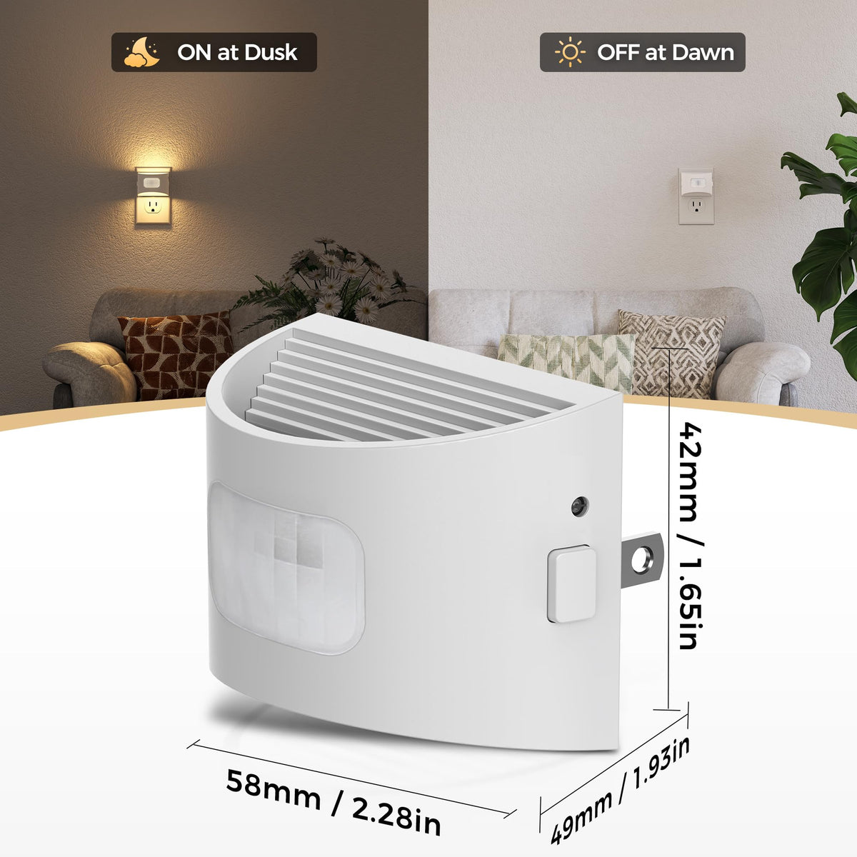 DORESshop LED Night Light 2-Pack | Motion Sensor, Dusk-to-Dawn, Wall Plug