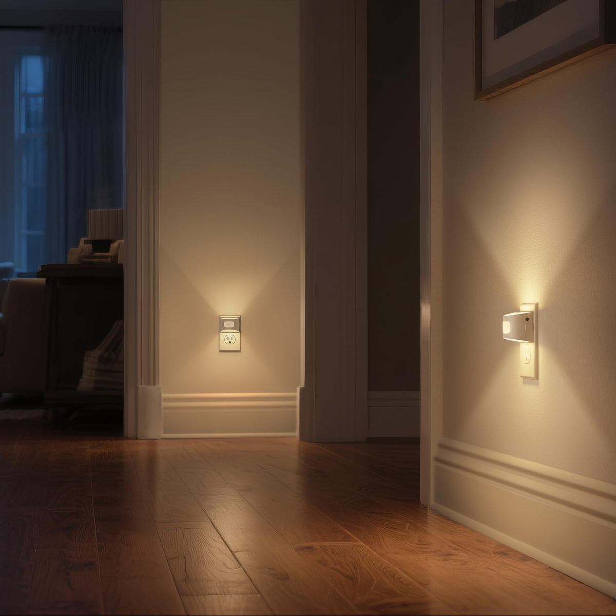 DORESshop LED Night Light 2-Pack | Motion Sensor, Dusk-to-Dawn, Wall Plug