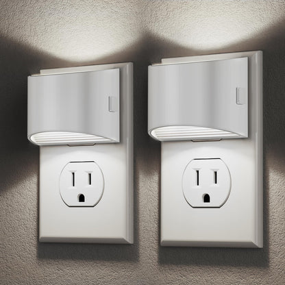 DORESshop LED Night Light 2-Pack | Plug-in, 3-Level Brightness, Dusk-to-Dawn Sensor, 5000K