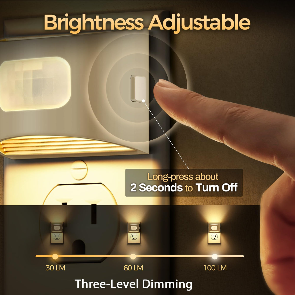 DORESshop LED Night Light 2-Pack | Motion Sensor, Dusk-to-Dawn, Wall Plug