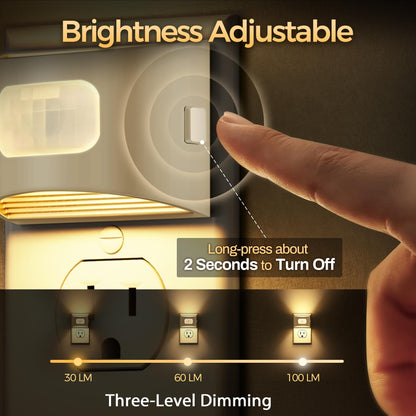 DORESshop LED Night Light 2-Pack | Motion Sensor, Dusk-to-Dawn, Wall Plug
