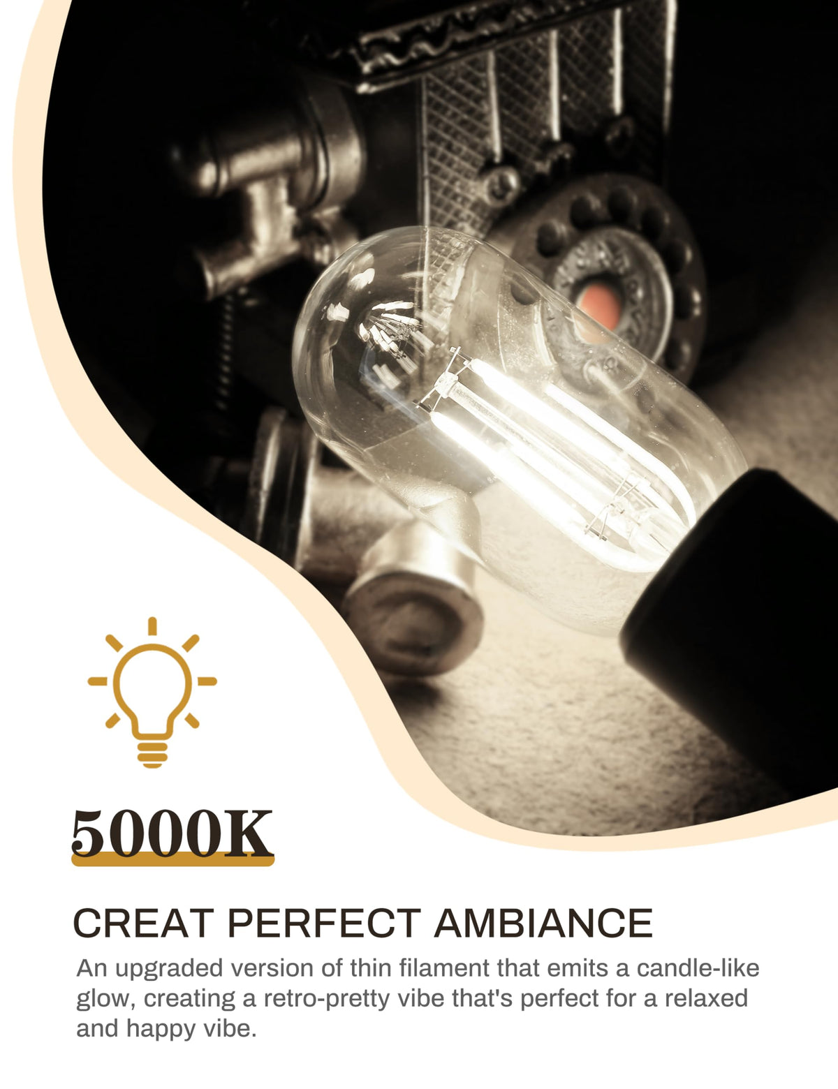 DORESshop 4 Pack LED Edison Bulbs – 4W Filament, 4000K Daylight, E26, Non-Dimmable