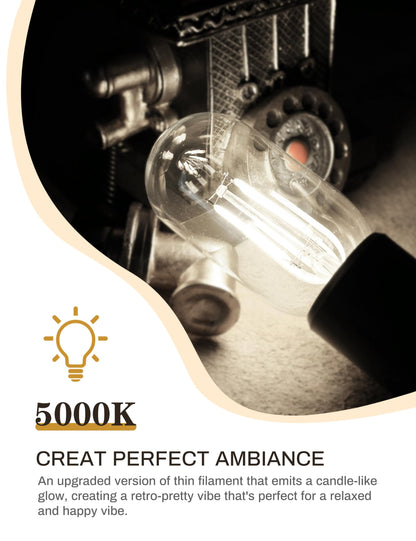 DORESshop 4 Pack LED Edison Bulbs – 4W Filament, 4000K Daylight, E26, Non-Dimmable