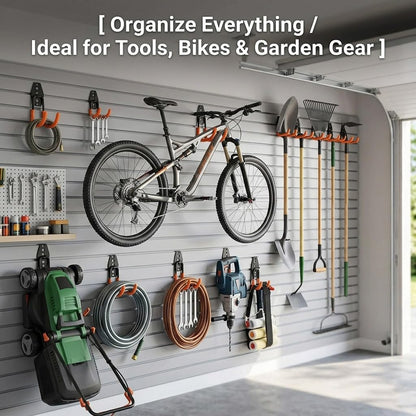 Dorisy 16-Pack Garage Hooks Heavy Duty — 100 LBS Capacity, Wall-Mount Organization System (Orange)
