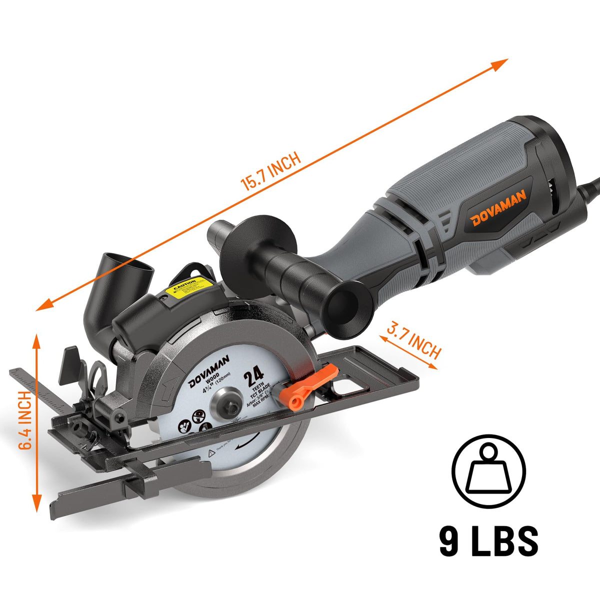 DOVAMAN Circular Saw MCS01A: 5.8A, 4-1/2in, Laser Guide, 6 Blades