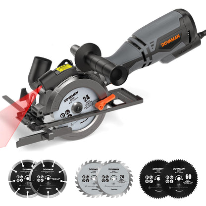 DOVAMAN Circular Saw MCS01A: 5.8A, 4-1/2in, Laser Guide, 6 Blades