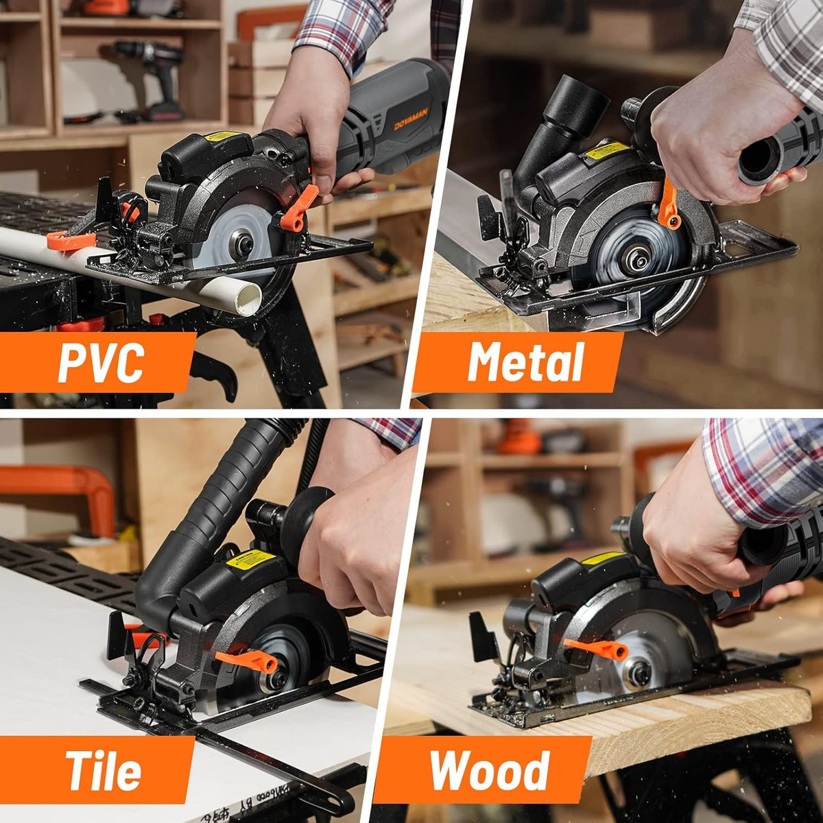 DOVAMAN Circular Saw MCS01A: 5.8A, 4-1/2in, Laser Guide, 6 Blades
