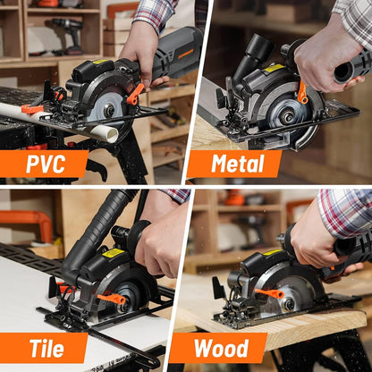 DOVAMAN Circular Saw MCS01A: 5.8A, 4-1/2in, Laser Guide, 6 Blades