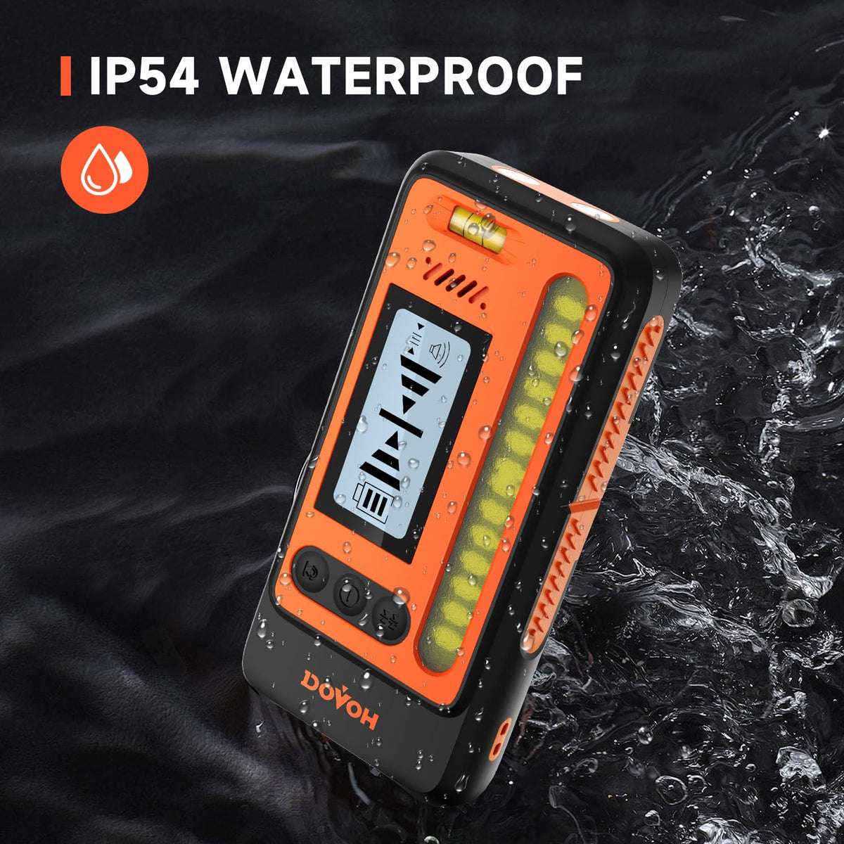 DOVOH DR1 High Accuracy Laser Level Receiver — Dual LCD, 197ft Sunlight Readouts, IP54