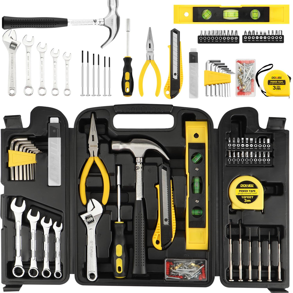 DOWELL 90-Piece Tool Set | Home Repair Hand Tools in Storage Case