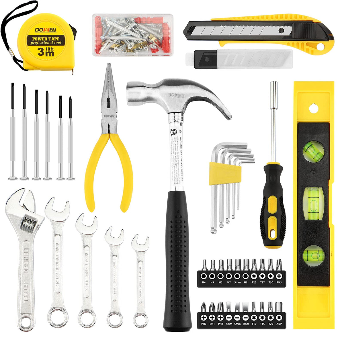 DOWELL 90-Piece Tool Set | Home Repair Hand Tools in Storage Case