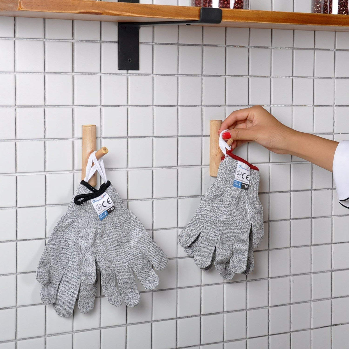 Dowellife Cut Resistant Gloves - EN 388 Level 5 Food Grade Safety for Oyster Shucking & Kitchen Cutting (Small, 2 Pairs)