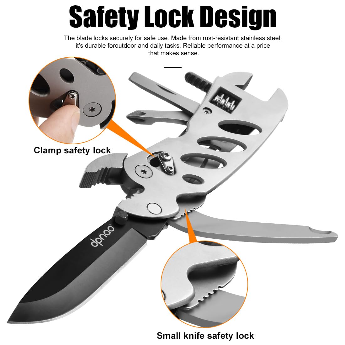 dpnao Multitool Wrench: 7-Tool Folding Stainless Steel Compact Tool