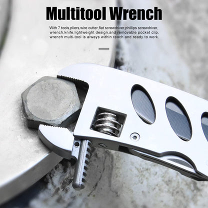 dpnao Multitool Wrench: 7-Tool Folding Stainless Steel Compact Tool