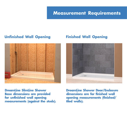 DreamLine SlimLine 32 in. D x 60 in. W Left Drain Single Threshold Shower Base – White | DLT-1132601