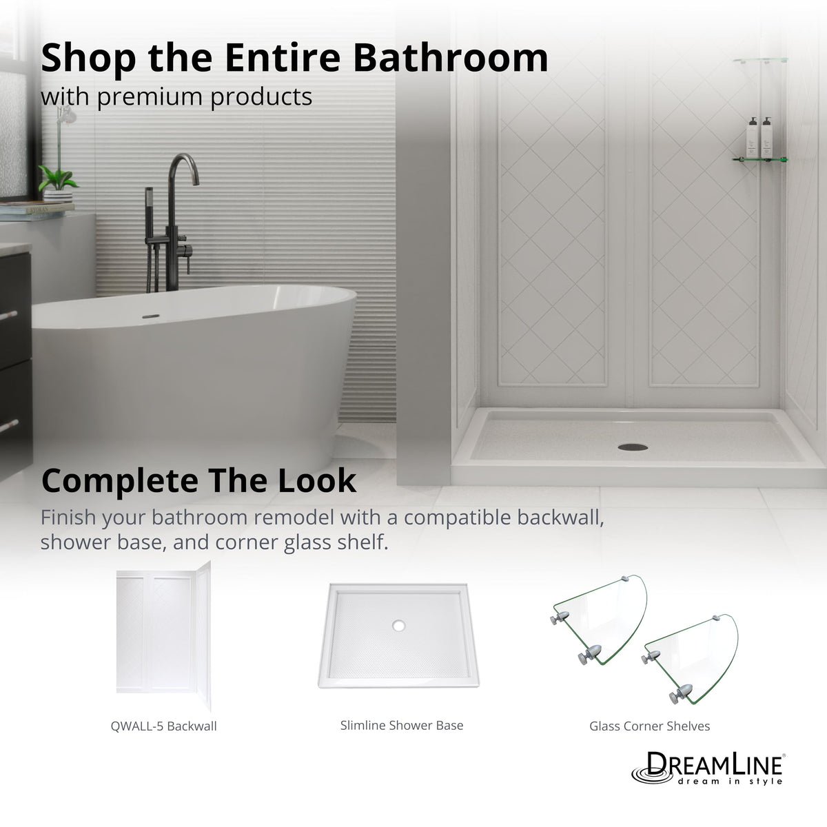 DreamLine SlimLine 32 in. D x 60 in. W Left Drain Single Threshold Shower Base – White | DLT-1132601