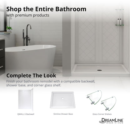 DreamLine SlimLine 32 in. D x 60 in. W Left Drain Single Threshold Shower Base – White | DLT-1132601